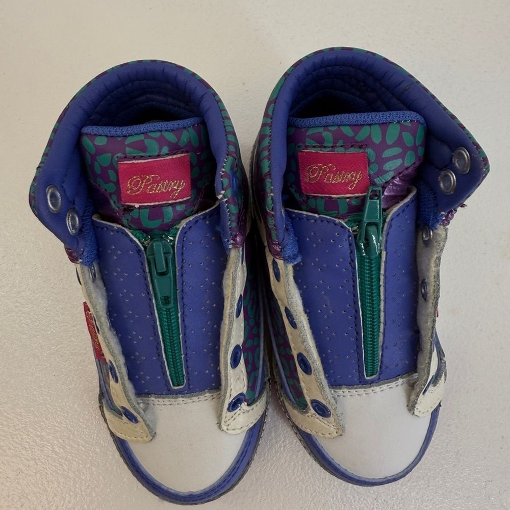 Pastry Infants 7 Kids High-Top Sneakers Blue Purple Cheetah Zip Up Y2K Dance